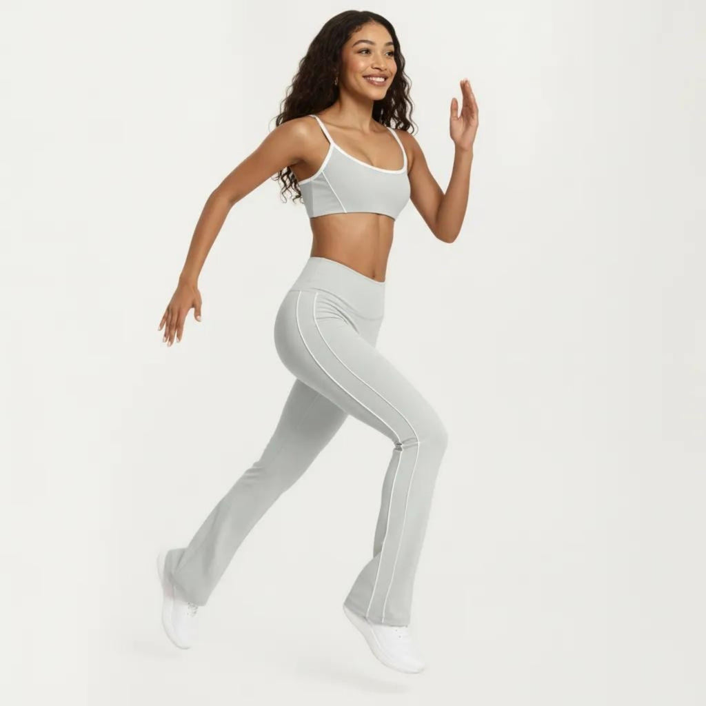 Anna-Kaci Women's High Waist Flare Yoga Pants with Contrast Side Stripe Stretch Fit Athletic Workout Leggings