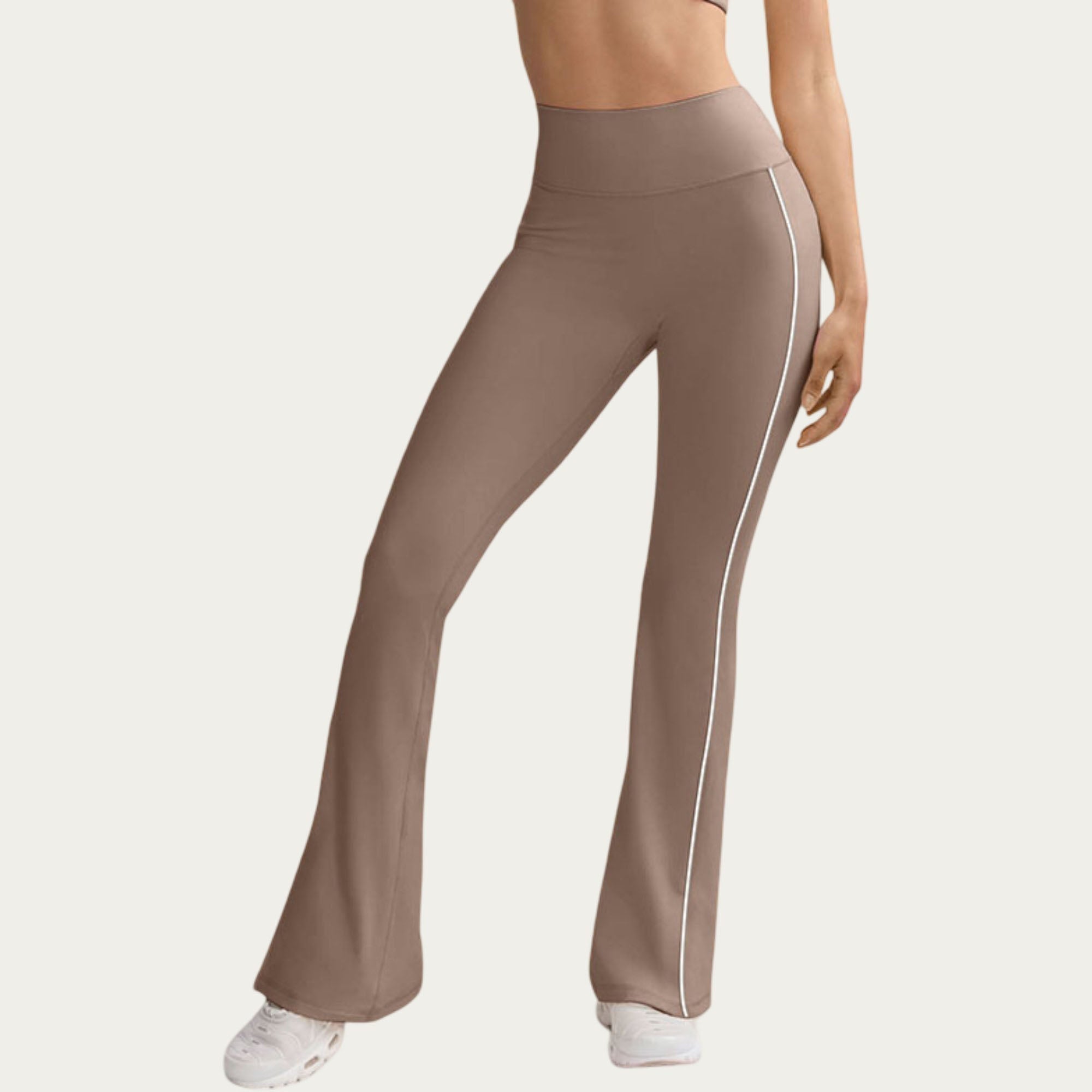 Anna-Kaci Women's High Waist Flare Yoga Pants with Contrast Side Stripe Stretch Fit Athletic Workout Leggings