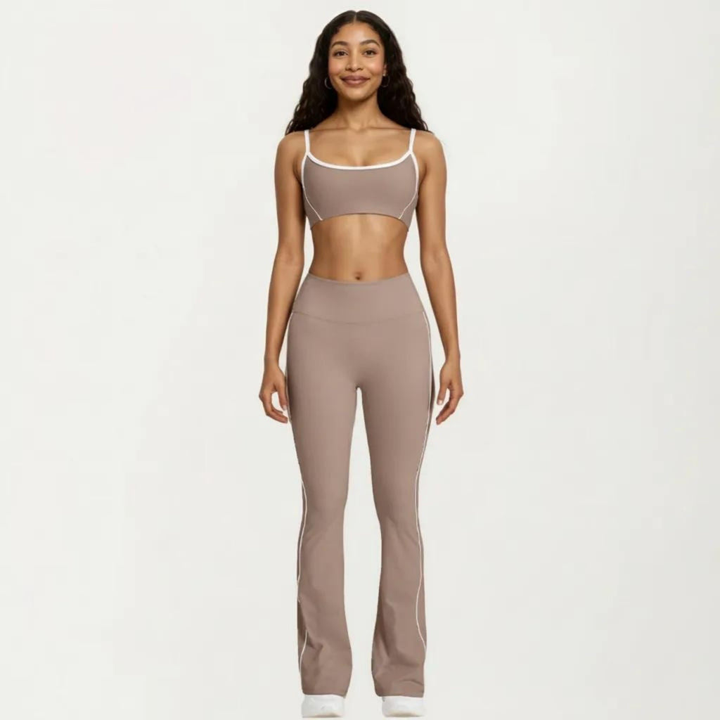 Anna-Kaci Women's High Waist Flare Yoga Pants with Contrast Side Stripe Stretch Fit Athletic Workout Leggings