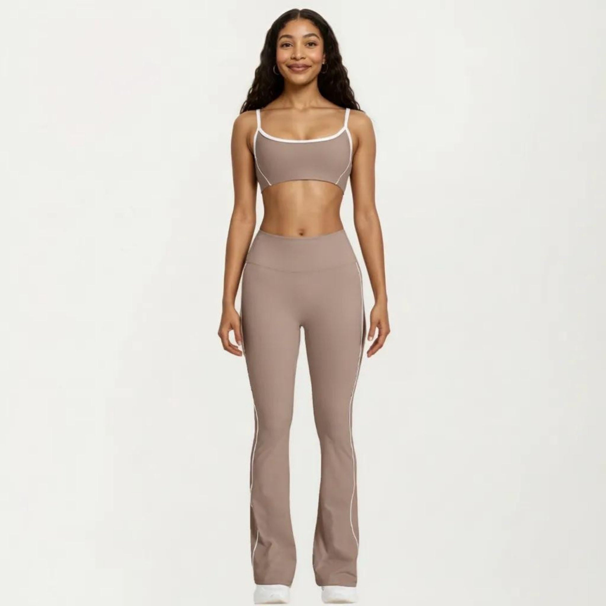 Anna-Kaci Women's High Waist Flare Yoga Pants with Contrast Side Stripe Stretch Fit Athletic Workout Leggings