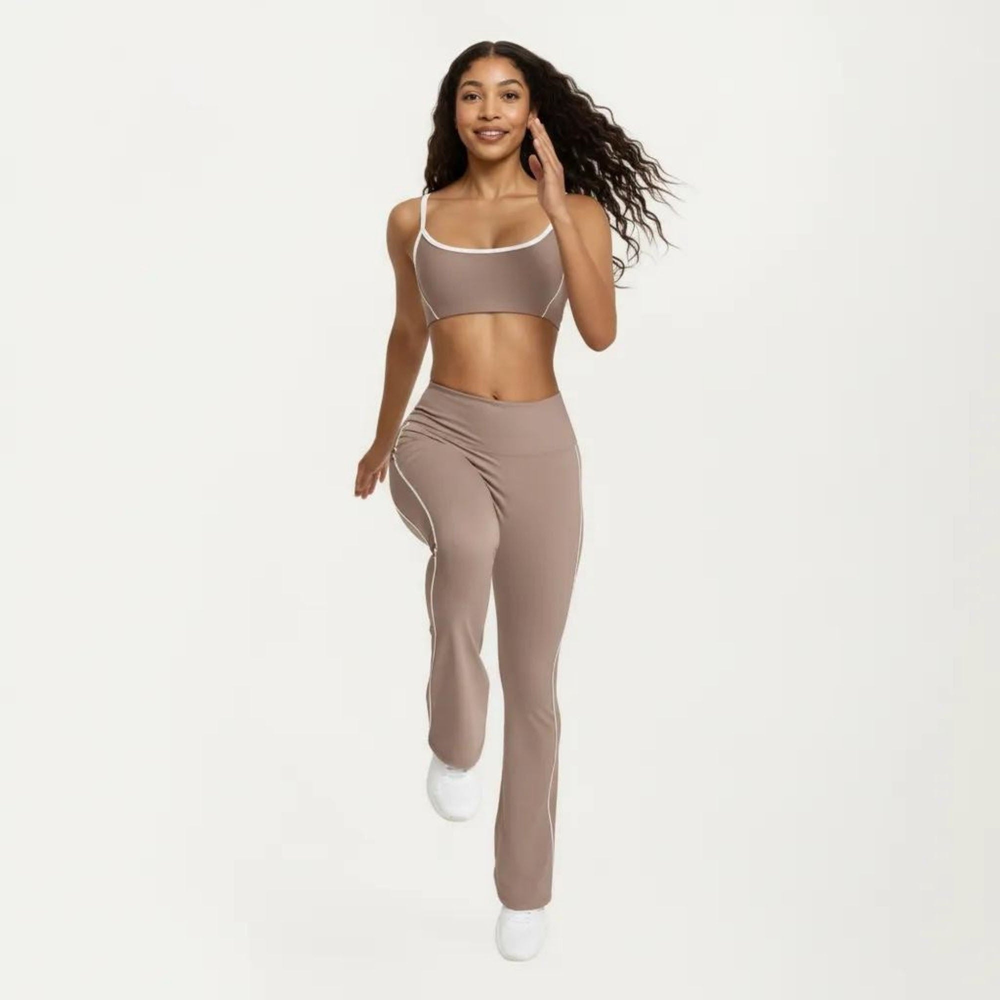 Anna-Kaci Women's High Waist Flare Yoga Pants with Contrast Side Stripe Stretch Fit Athletic Workout Leggings