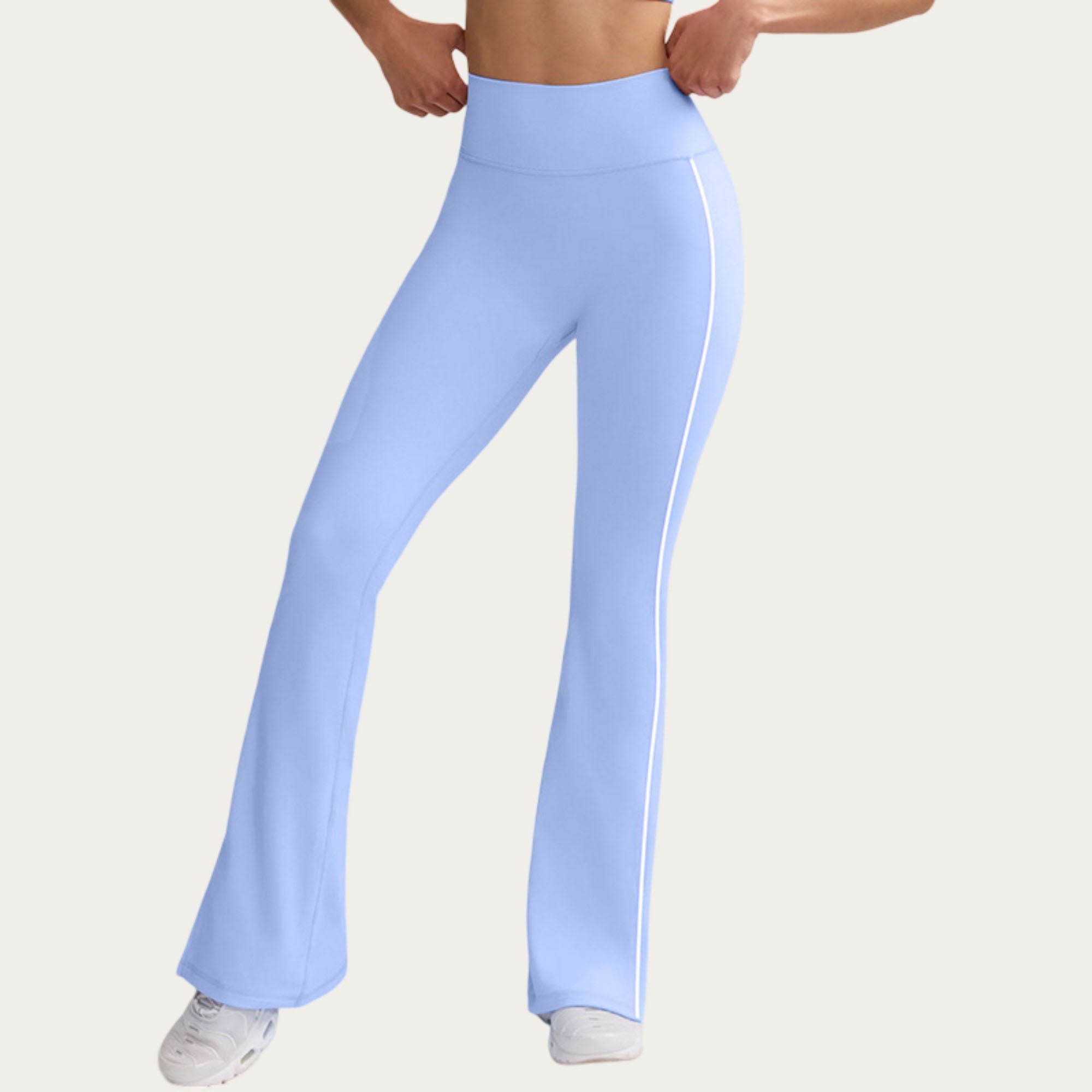 Anna-Kaci Women's High Waist Flare Yoga Pants with Contrast Side Stripe Stretch Fit Athletic Workout Leggings