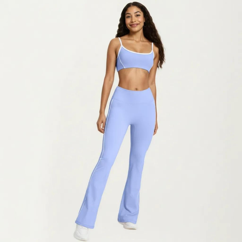 Anna-Kaci Women's High Waist Flare Yoga Pants with Contrast Side Stripe Stretch Fit Athletic Workout Leggings
