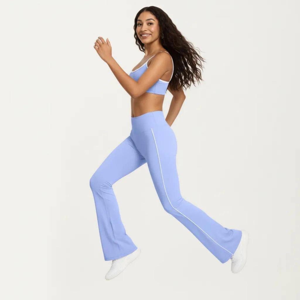 Anna-Kaci Women's High Waist Flare Yoga Pants with Contrast Side Stripe Stretch Fit Athletic Workout Leggings