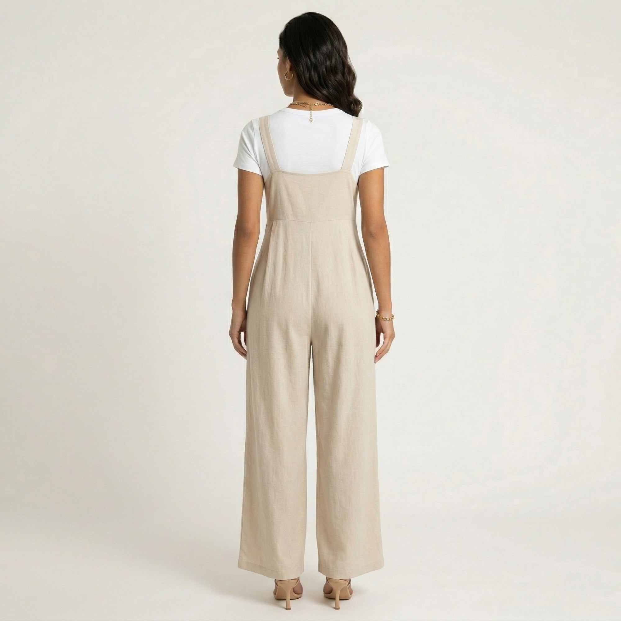 Anna-Kaci Sleeveless Wide Leg Overalls Jumpsuit with Adjustable Shoulder Straps Pleated Front Relaxed Fit