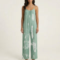 Anna-Kaci Sleeveless Tie Dye Wide Leg Jumpsuit with Spaghetti Straps Side Pockets Relaxed Fit