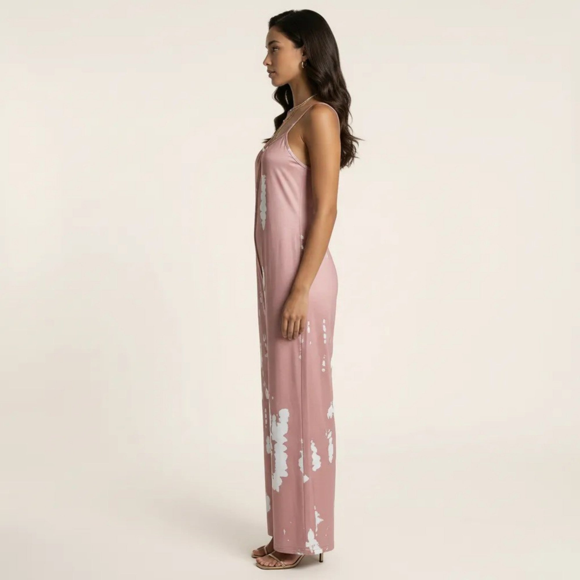 Anna-Kaci Sleeveless Tie Dye Wide Leg Jumpsuit with Spaghetti Straps Side Pockets Relaxed Fit