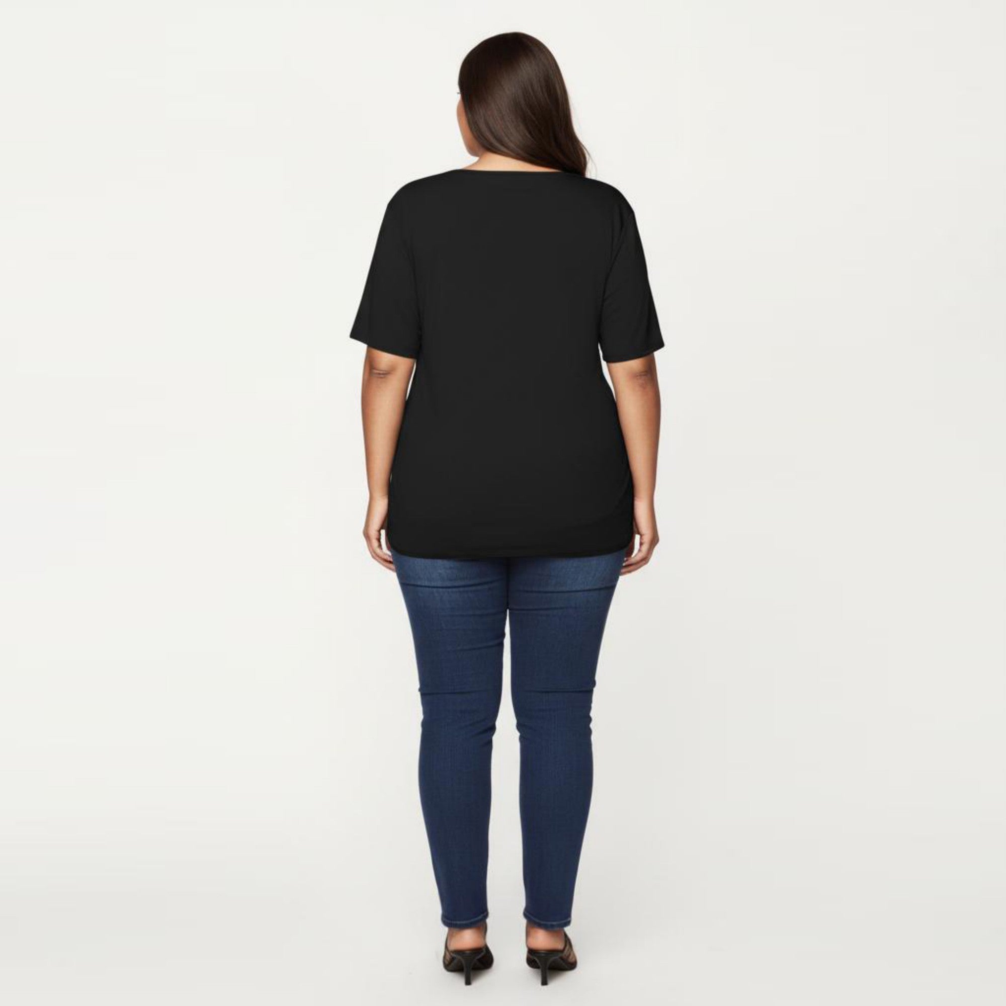 Anna-Kaci Plus Size Short Sleeve Top with Scalloped Eyelet Hem Round Neck Loose Fit Casual Blouse