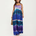 Anna-Kaci Plus Size Maxi Dress with Adjustable Strap Scoop Neck Tie Dye Print Loose Fit Casual Dress
