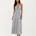 Anna-Kaci Sleeveless Floral Maxi Dress with Spaghetti Straps Smocked Waist and Flowy A-Line Silhouette Design