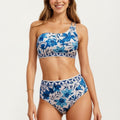 Anna-Kaci Women's 2-Piece Bikini Set with One Shoulder Top High Waisted Bottom Floral Asymmetrical Design