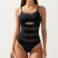 Anna-Kaci Women's One Piece Swimsuit with Mesh Panel Cutout Design Scoop Neck Adjustable Straps Slim Fit
