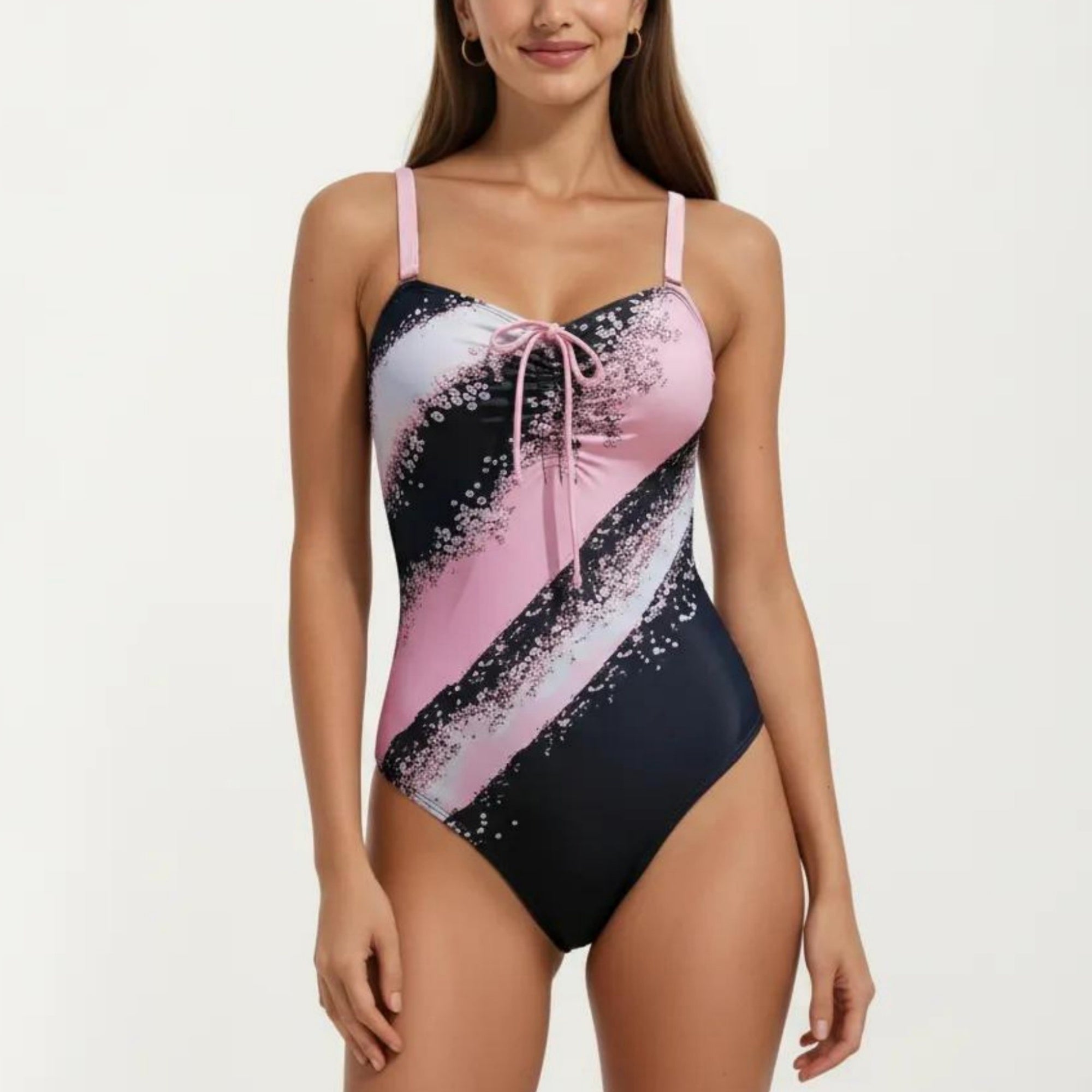 Anna-Kaci Women's One Piece Swimsuit with Sweetheart Neck Front Drawstring Detail Floral Print Slim Fit