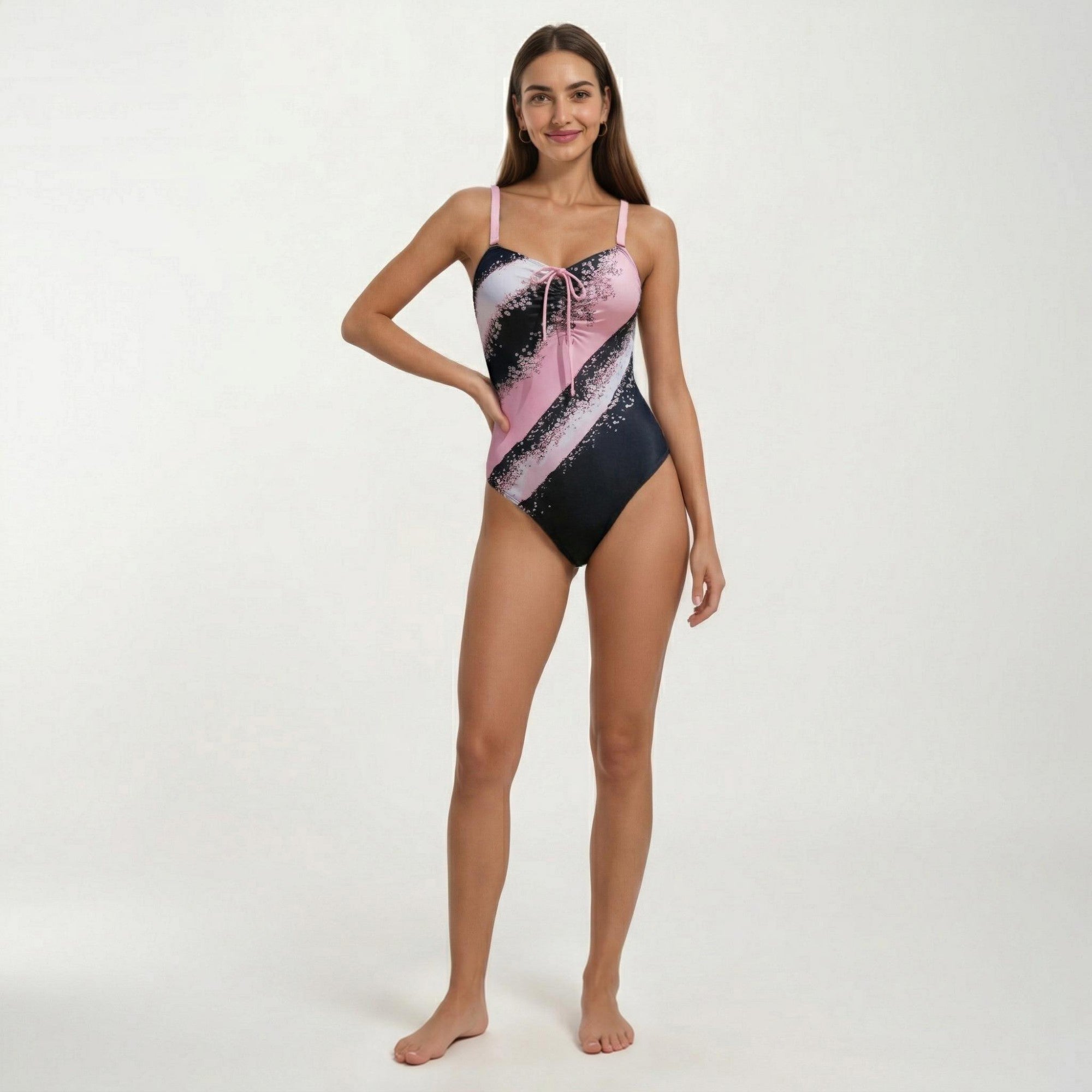 Anna-Kaci Women's One Piece Swimsuit with Sweetheart Neck Front Drawstring Detail Floral Print Slim Fit