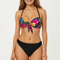 Anna-Kaci Women's 2-Piece Bikini Set with Push Up Underwire Top Front Tie Detail High Cut Bottom Floral Print