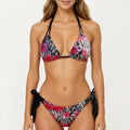 Anna-Kaci Women's 2-Piece Triangle Bikini Set with Halter Tie Top Adjustable String Bottom