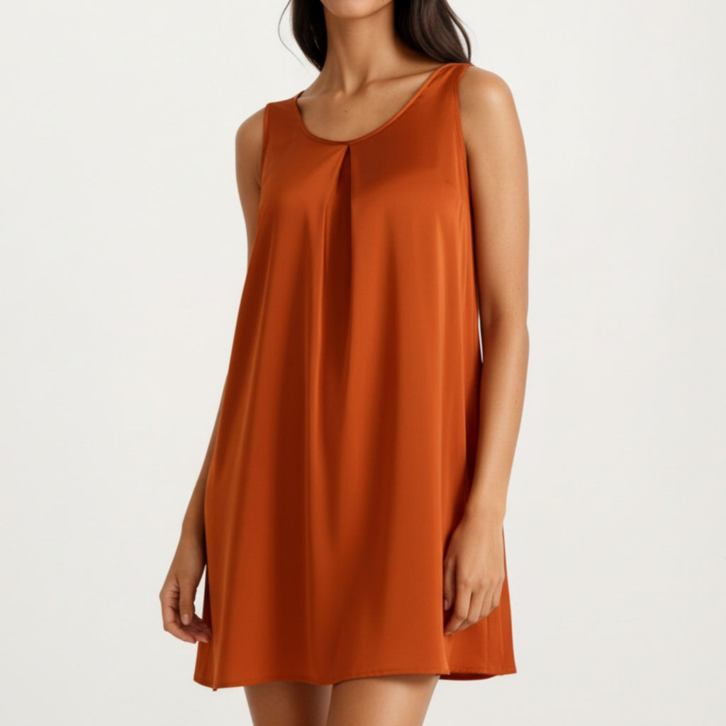 Anna-Kaci Women's Sleeveless Sleep Dress with Pleated Front Detail Relaxed Fit Lightweight Nightgown