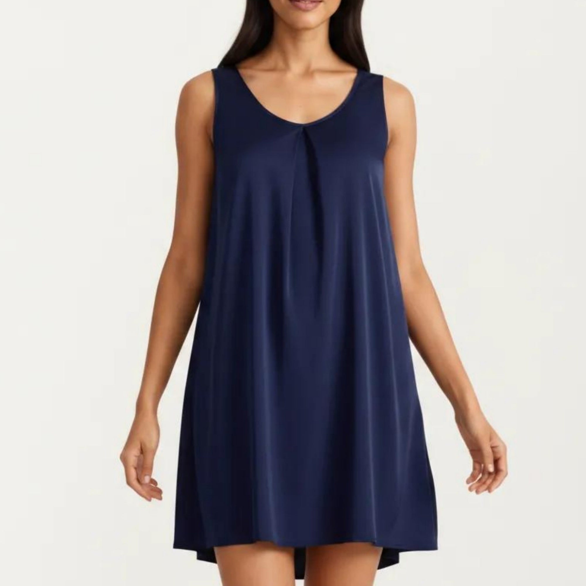 Anna-Kaci Women's Sleeveless Sleep Dress with Pleated Front Detail Relaxed Fit Lightweight Nightgown