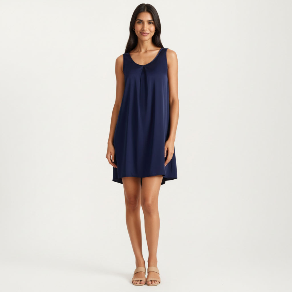 Anna-Kaci Women's Sleeveless Sleep Dress with Pleated Front Detail Relaxed Fit Lightweight Nightgown