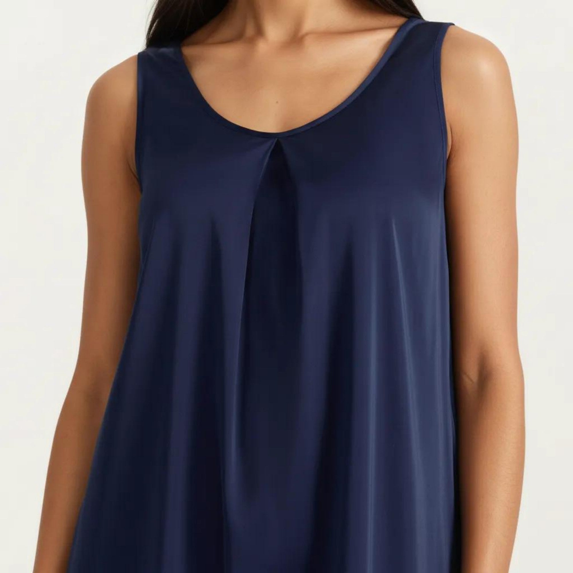 Anna-Kaci Women's Sleeveless Sleep Dress with Pleated Front Detail Relaxed Fit Lightweight Nightgown