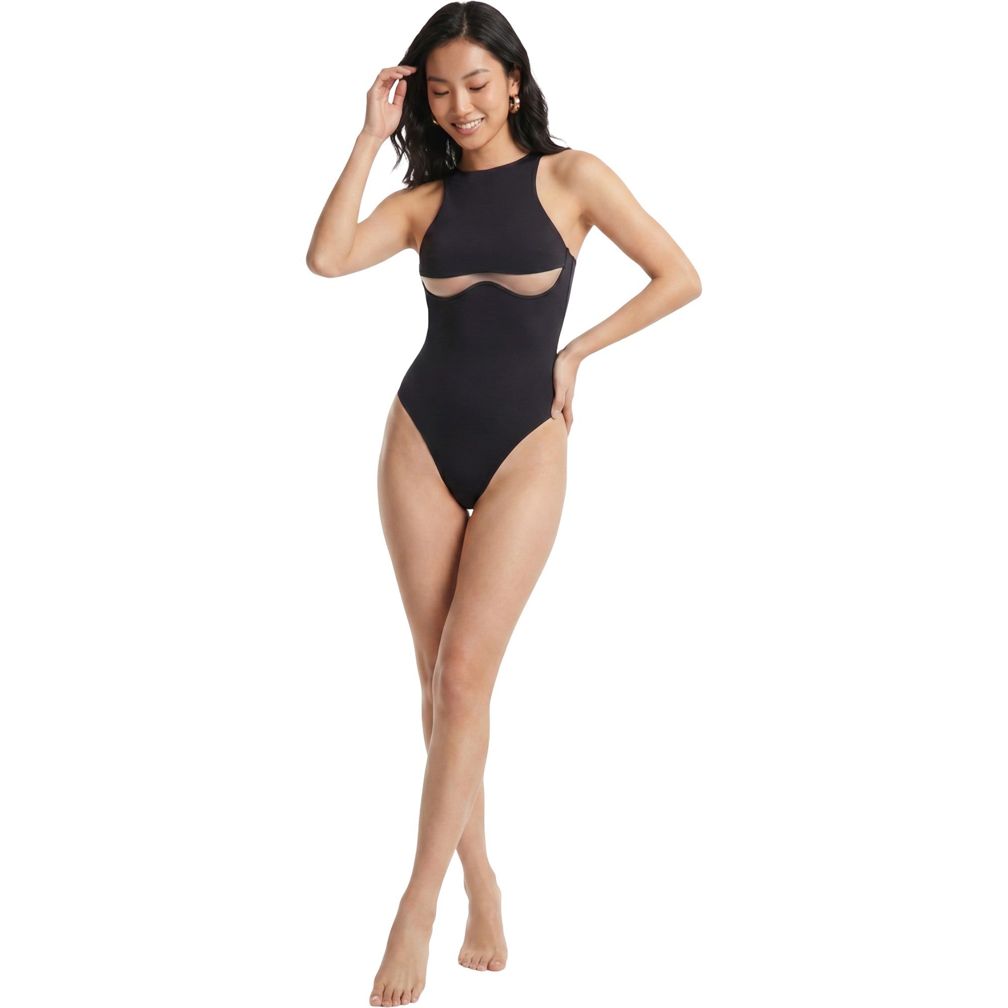 Anna-Kaci Swim Women's High Neck Cutout One Piece Swimsuit
