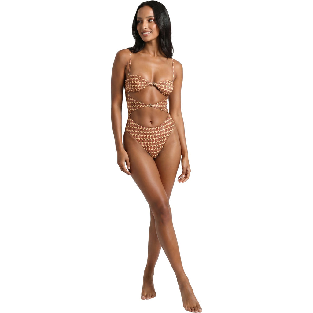 Anna-Kaci Swim Women's Printed Cutout One Piece Swimsuit with Adjustable Straps