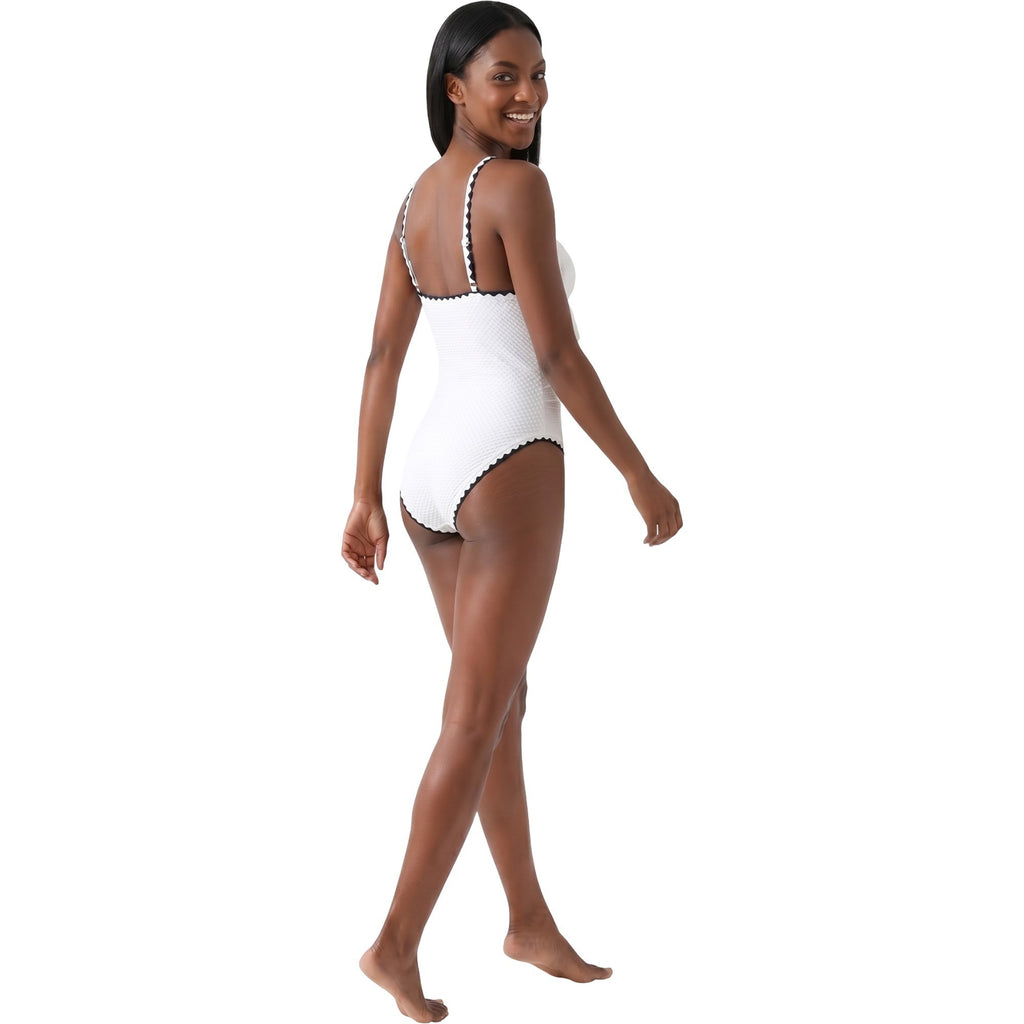 Anna-Kaci Swim Women's Textured Tie Front One Piece Swimsuit with Open Back