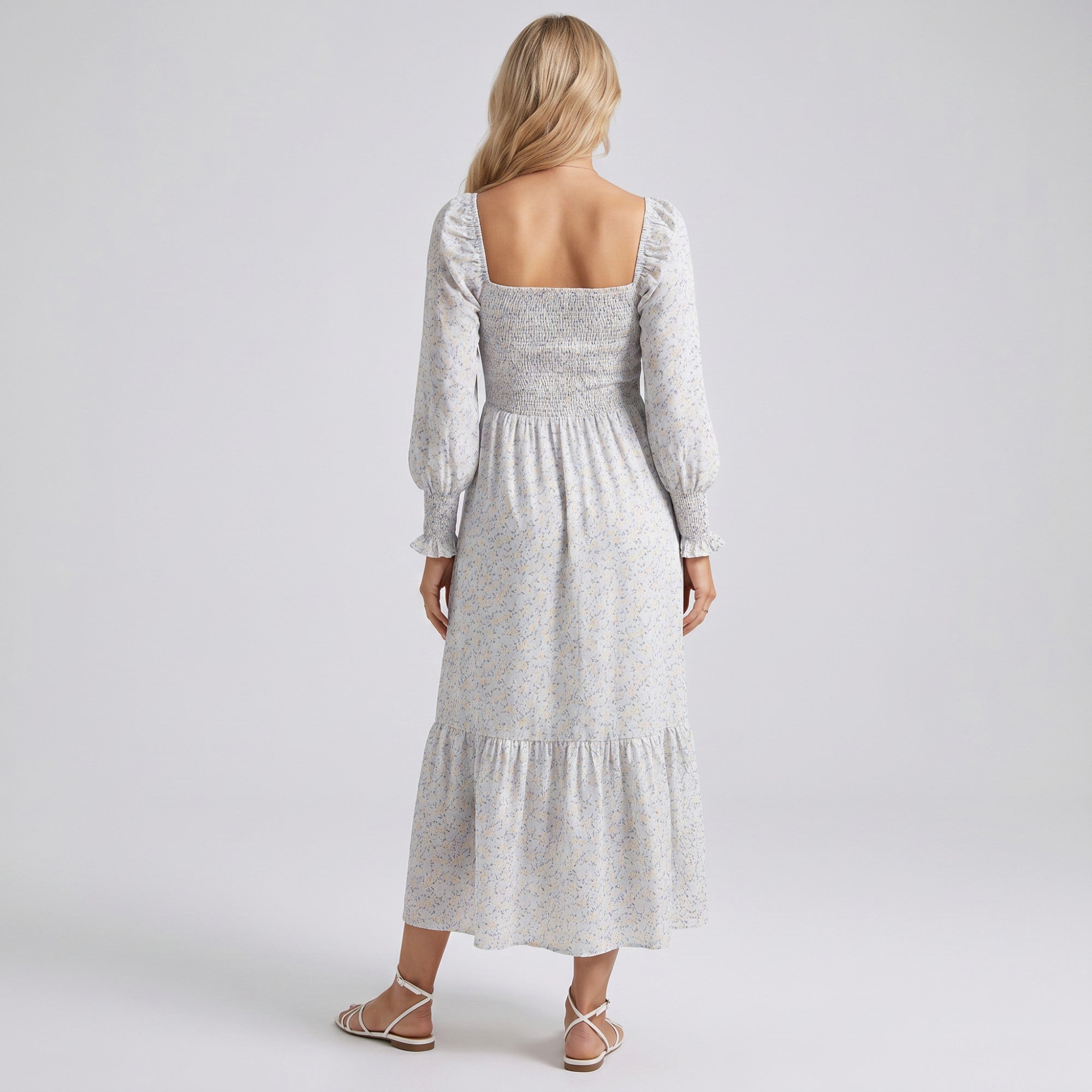 Anna-Kaci Women's Maternity Off Shoulder Floral Midi Dress with Smocked Bodice and Tiered Hem