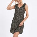 Anna-Kaci Women's Sleeveless V Neck Mini Dress with Ruffle Shoulder Detail and Flowy Fit