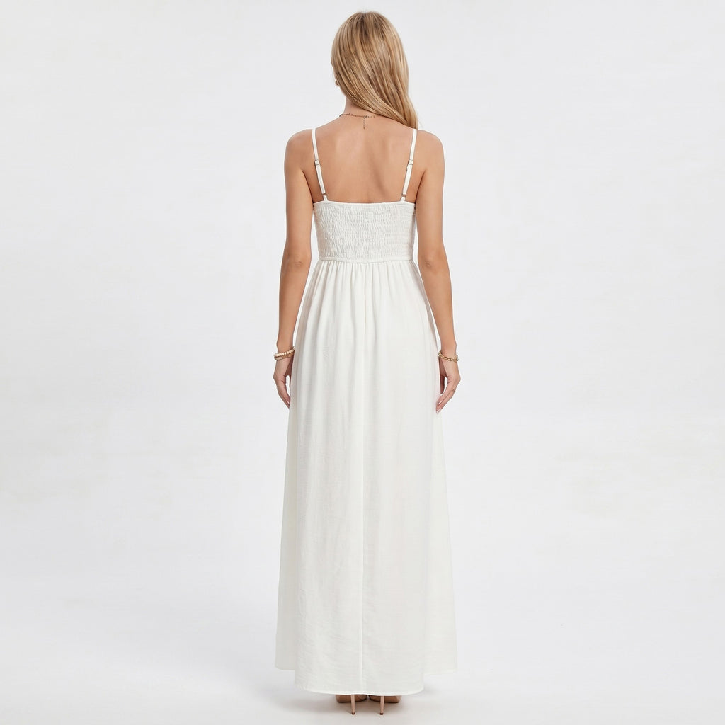 Anna-Kaci Women's Lace Bodice Maxi Dress with Spaghetti Straps and Flowy Skirt
