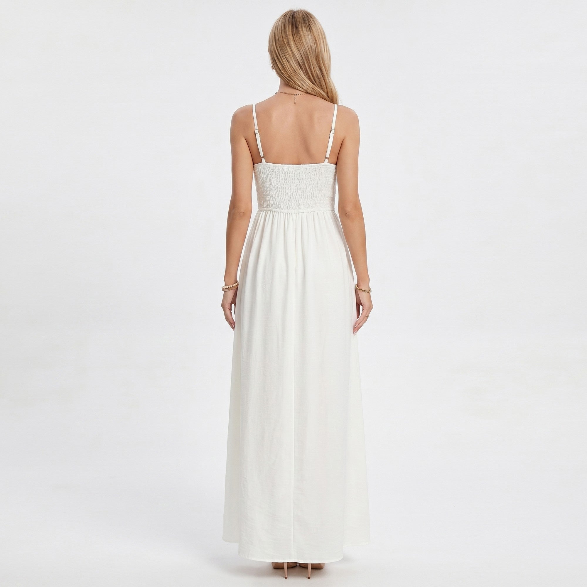 Anna-Kaci Women's Lace Bodice Maxi Dress with Spaghetti Straps and Flowy Skirt