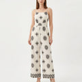 Anna-Kaci Women's Printed Wide Leg Jumpsuit with Spaghetti Straps and Smocked Back