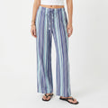 Anna-Kaci Women's Striped Wide Leg Pants with Drawstring Waist