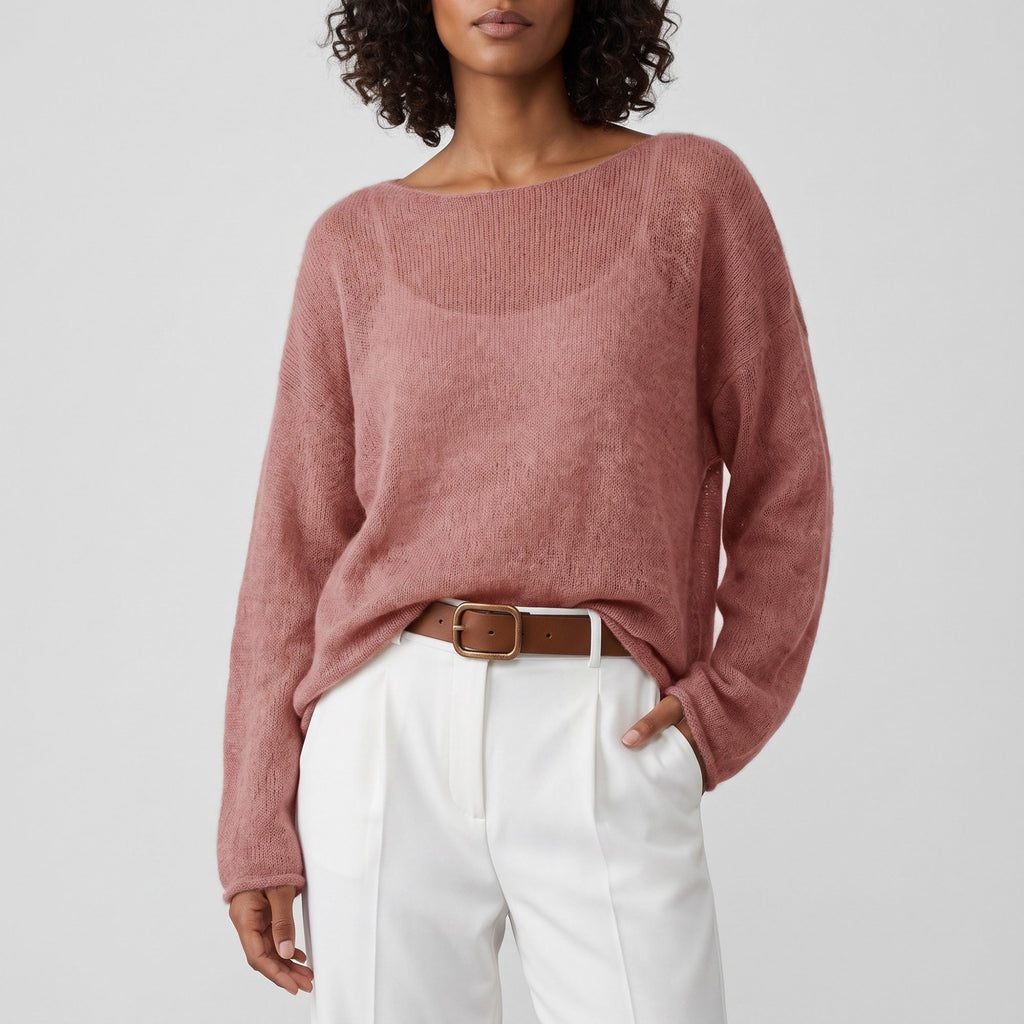 Sheer Loose Knit Long Sleeve Sweater