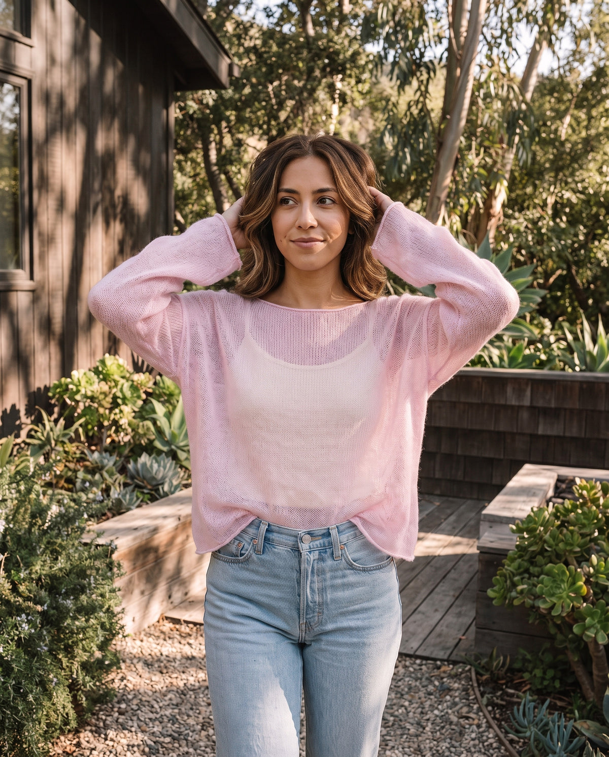 Sheer Loose Knit Long Sleeve Sweater