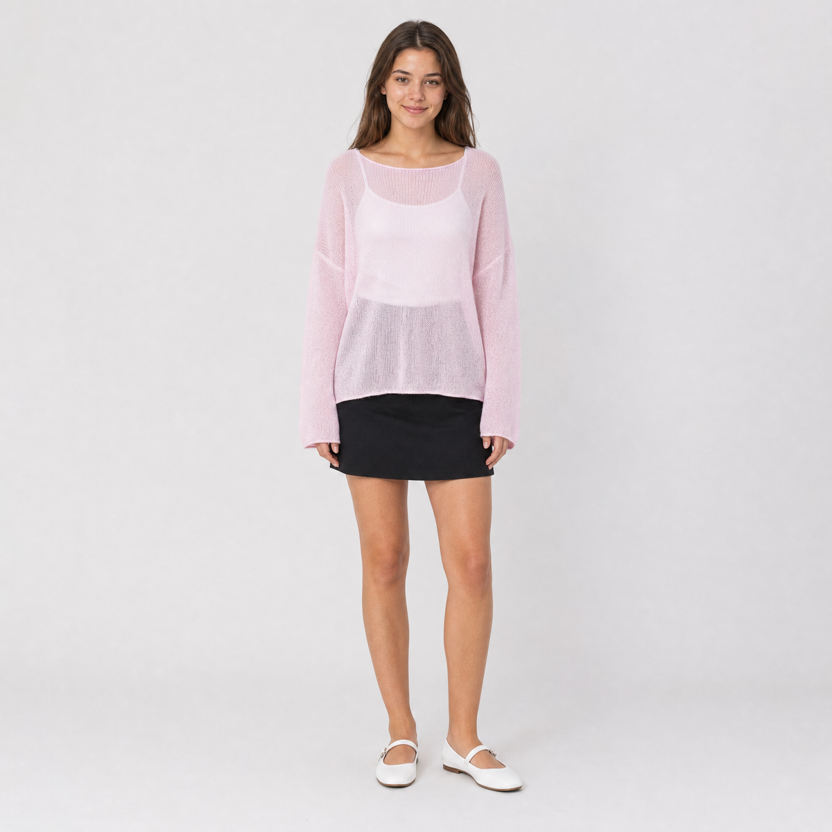 Sheer Loose Knit Long Sleeve Sweater
