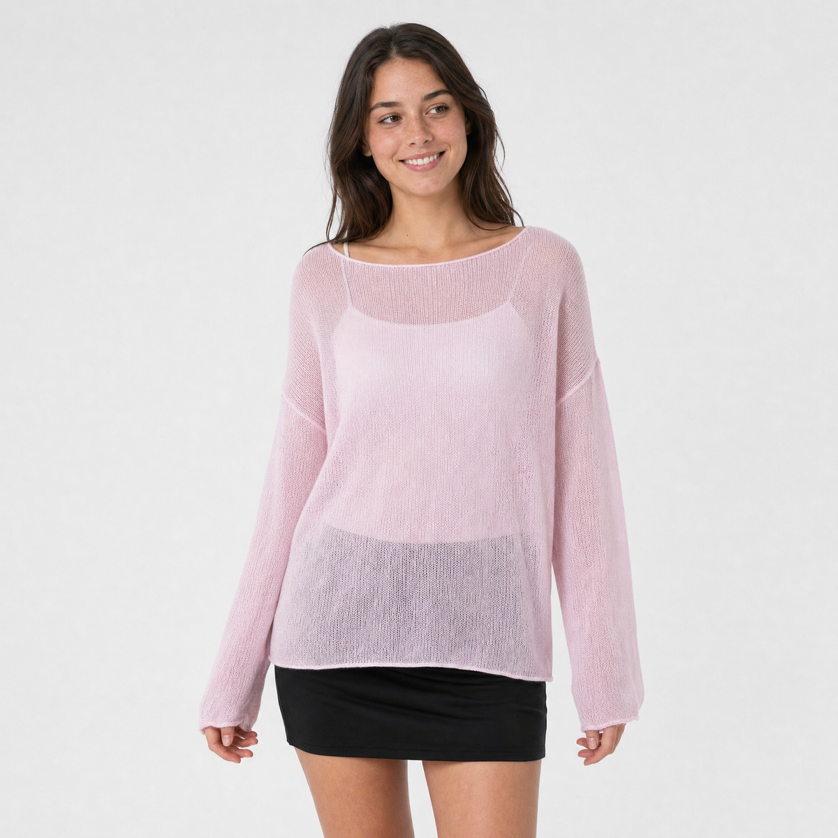 Sheer Loose Knit Long Sleeve Sweater