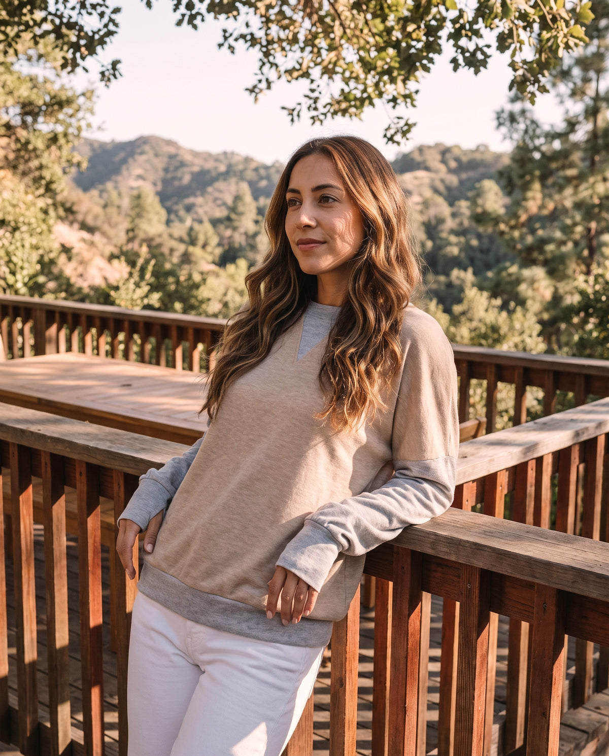 Color Block Long Sleeve Relaxed Pullover Top
