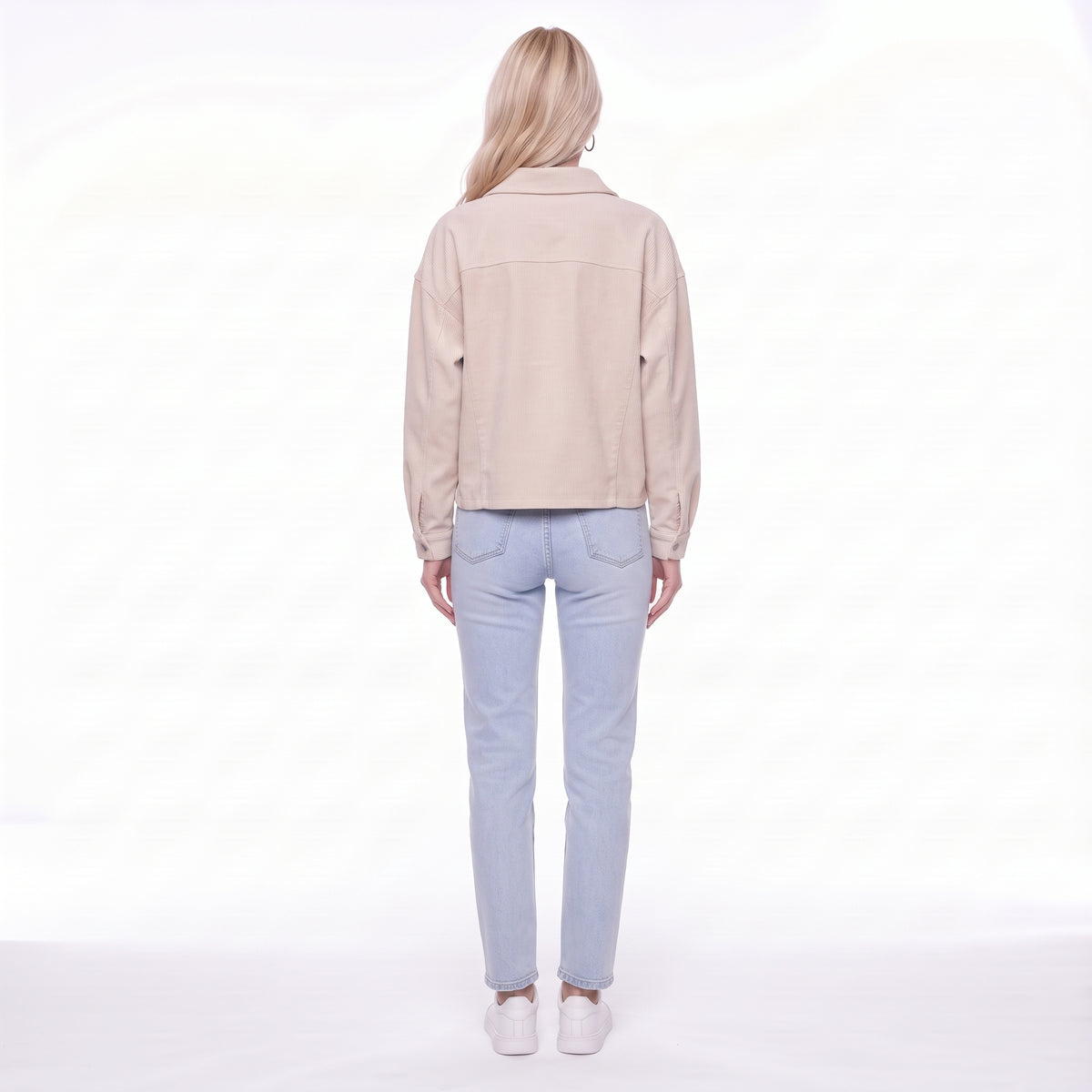 Corduroy Snap Button Cropped Shirt Jacket