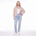 Corduroy Snap Button Cropped Shirt Jacket