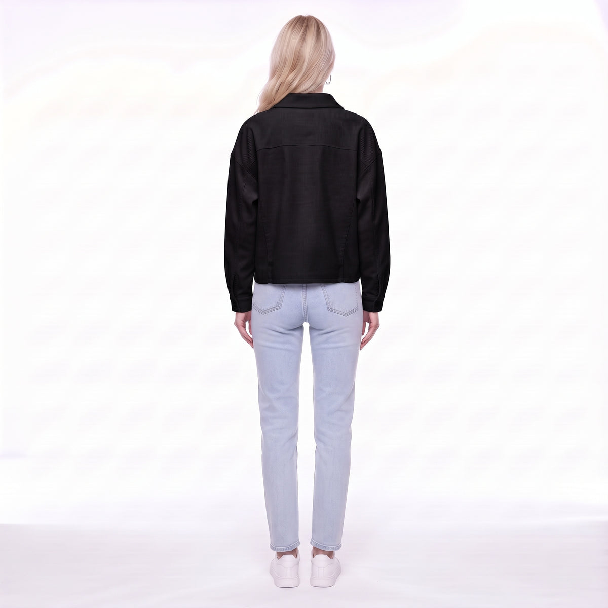 Corduroy Snap Button Cropped Shirt Jacket