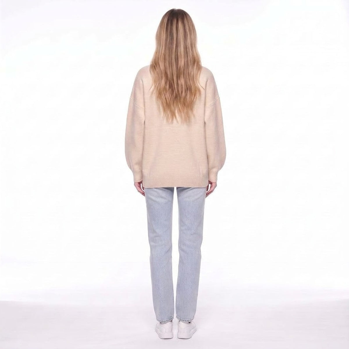 V-Neck Button Front Oversized Knit Cardigan Sweater