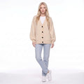 V-Neck Button Front Oversized Knit Cardigan Sweater