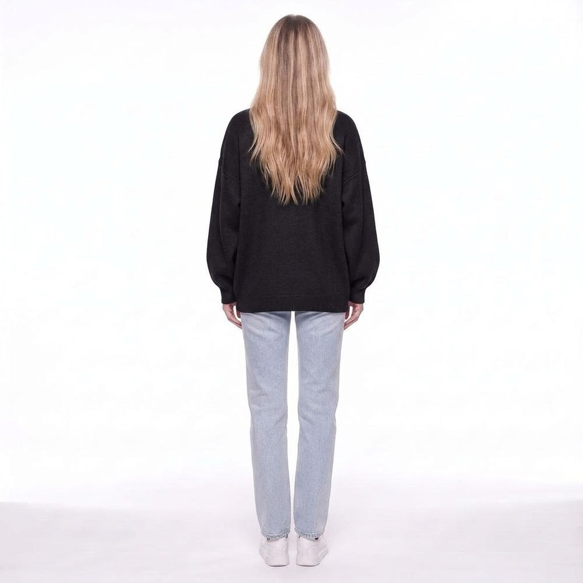 V-Neck Button Front Oversized Knit Cardigan Sweater