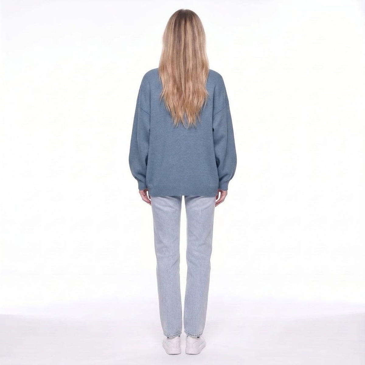 V-Neck Button Front Oversized Knit Cardigan Sweater