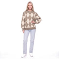 Argyle Oversized Crew Neck Knit Pullover Sweater