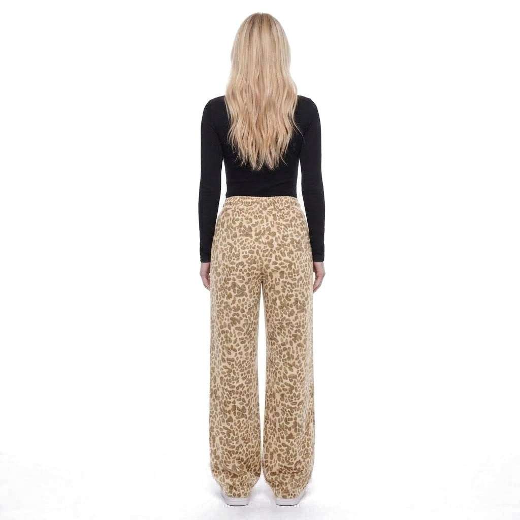 Leopard Print Wide Leg Pull-On Pants