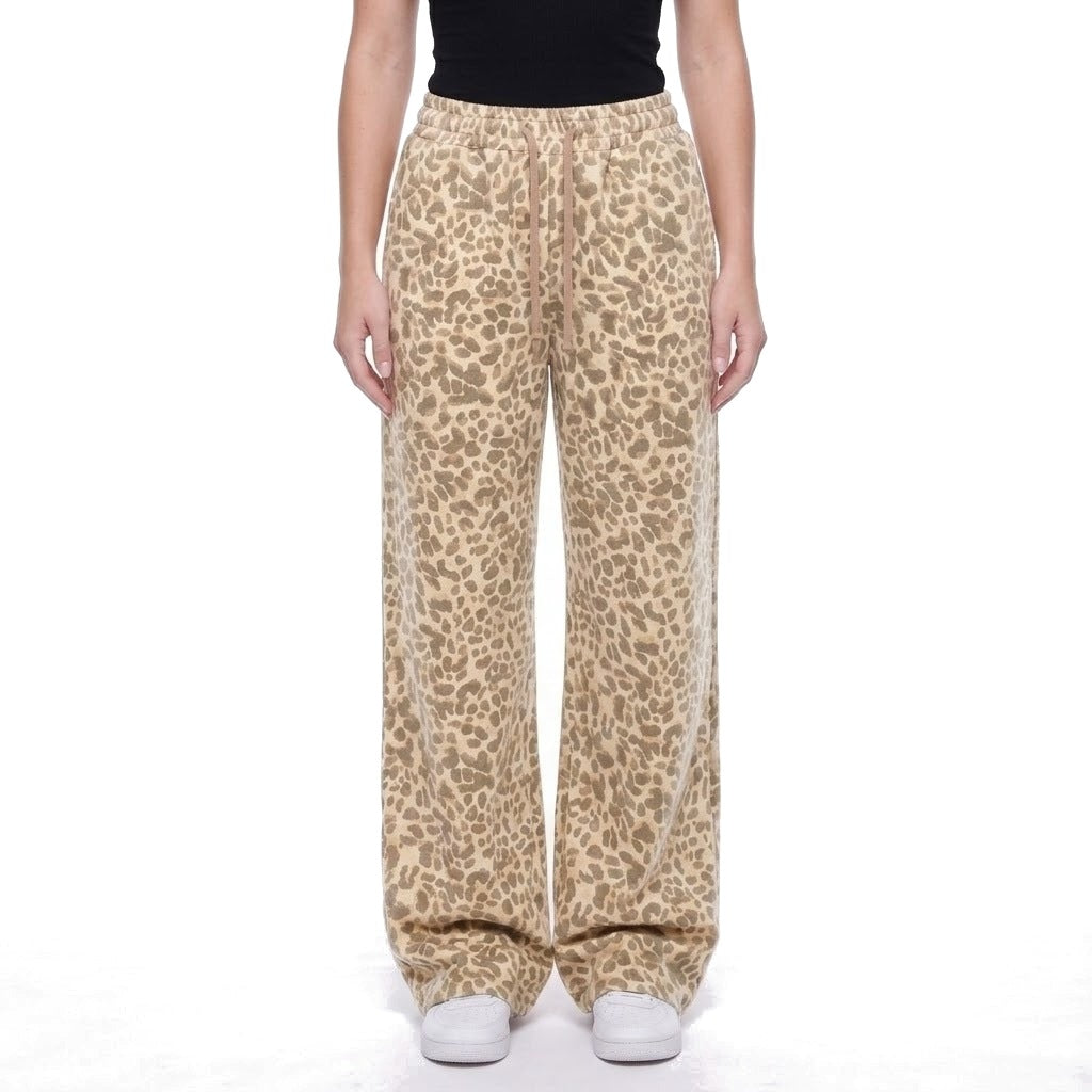 Leopard Print Wide Leg Pull-On Pants
