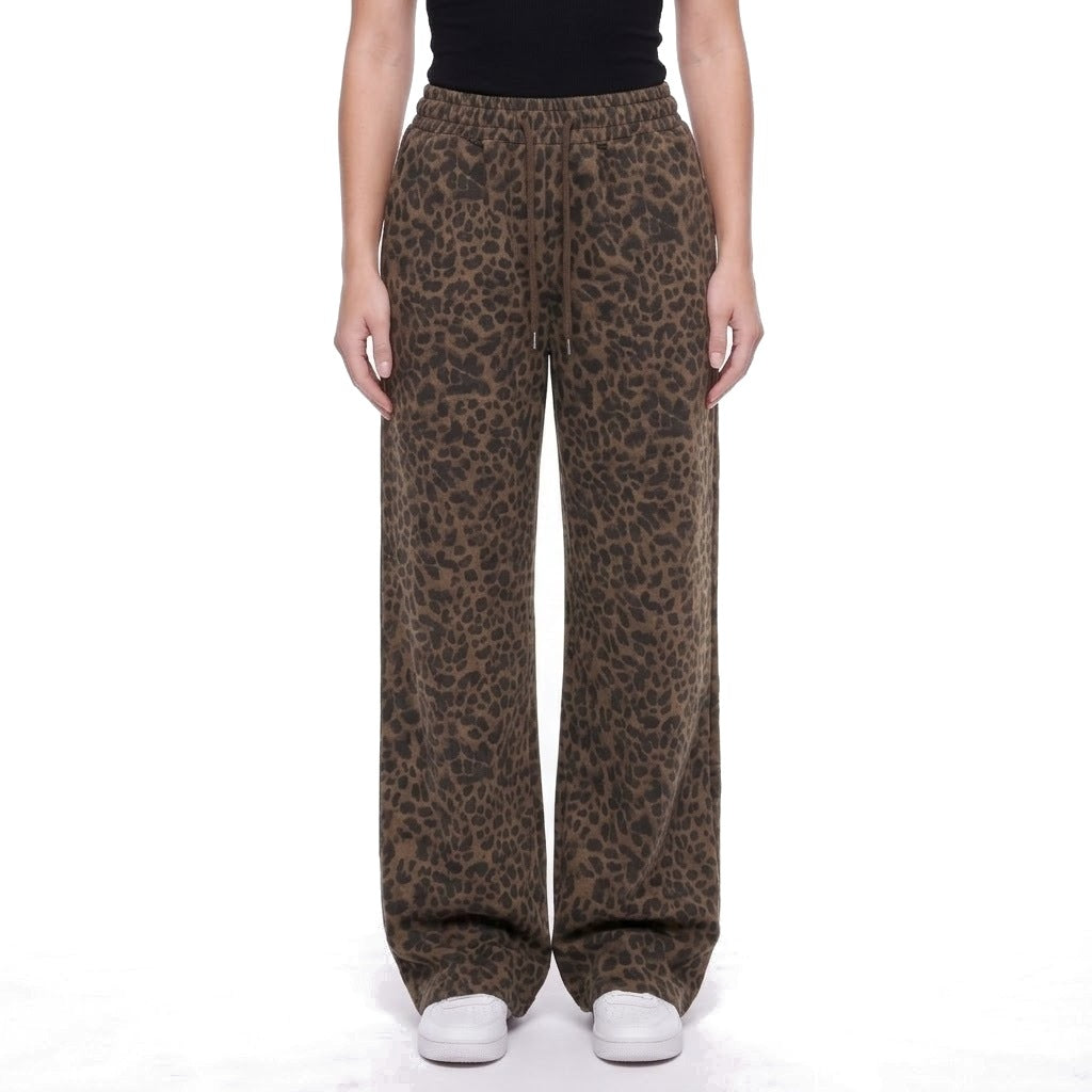 Leopard Print Wide Leg Pull-On Pants