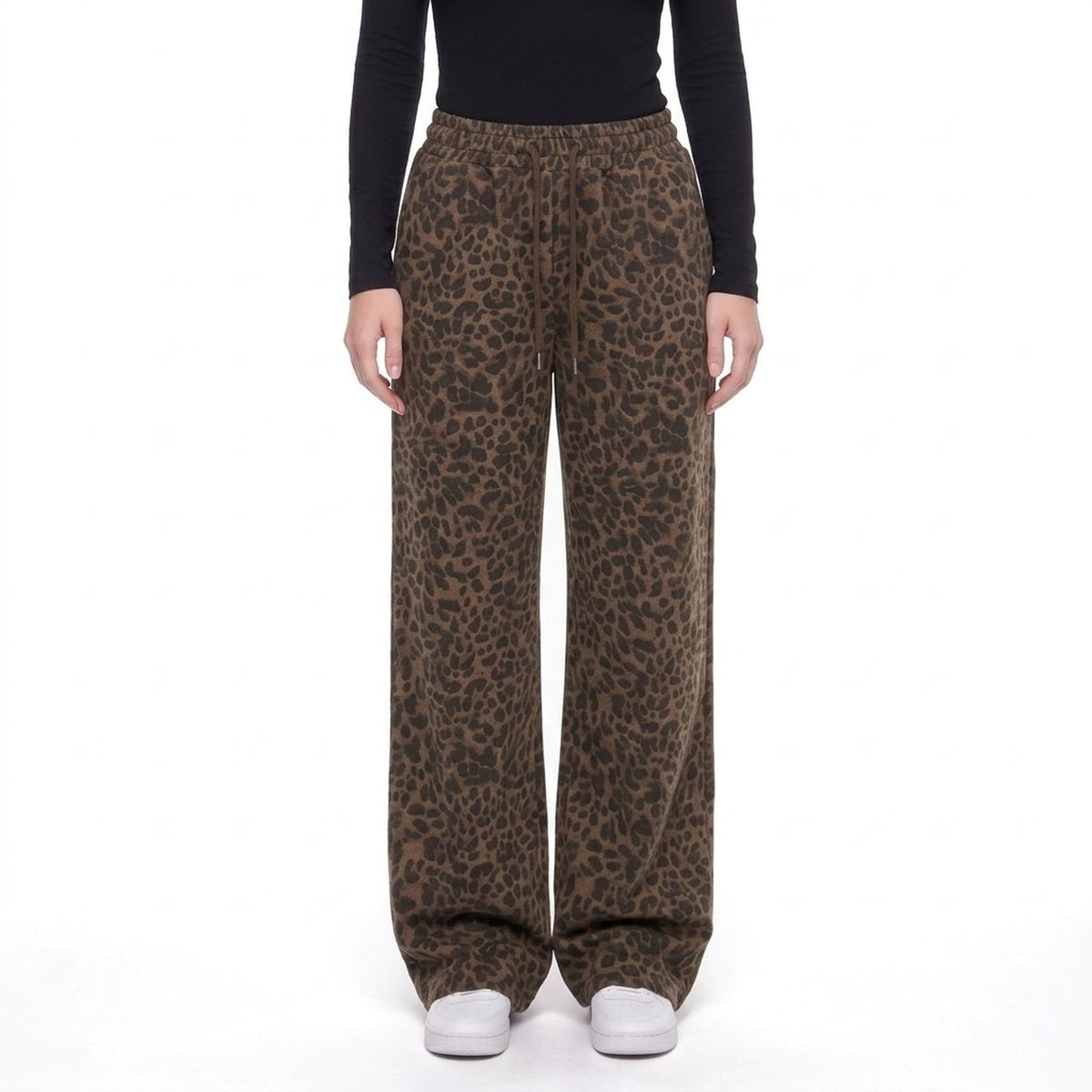 Leopard Print Wide Leg Pull-On Pants